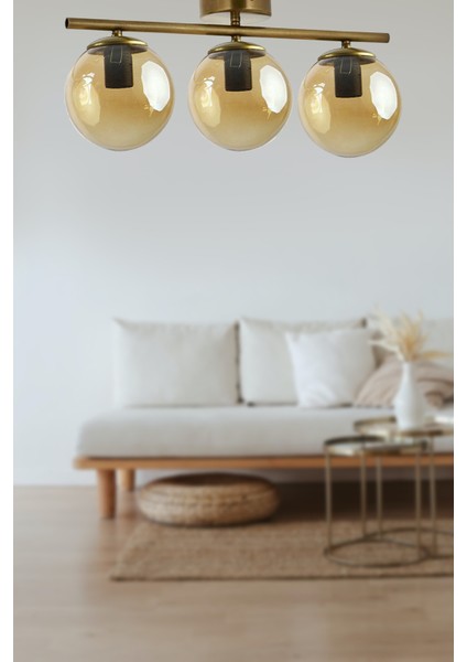 Nika Modern Eskitme Bal Cam Modern 3 Lü Avize
