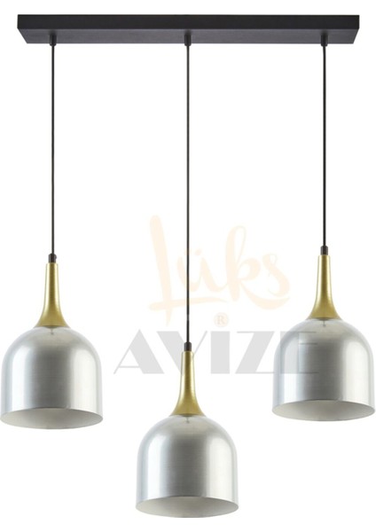 Reina Modern Tasarım Metal Başlık Sarkıt Sıralı 3 Lü Avize
