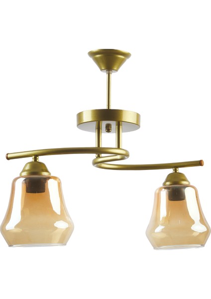 Fuji Modern Dekoratif Oval Camlı Eskitme 2’li Avize