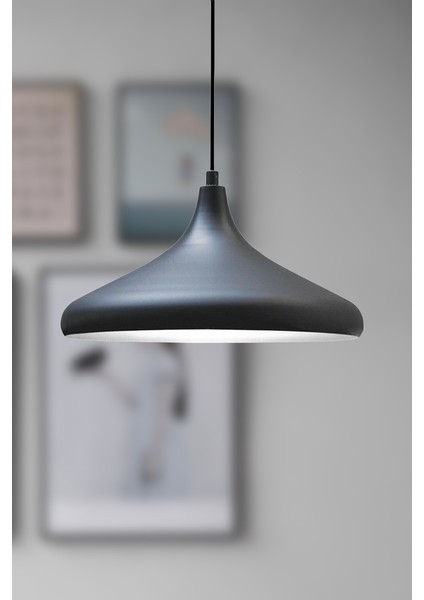 Nil Modern Metal Sıvama Siyah Tekli Sarkıt Avize