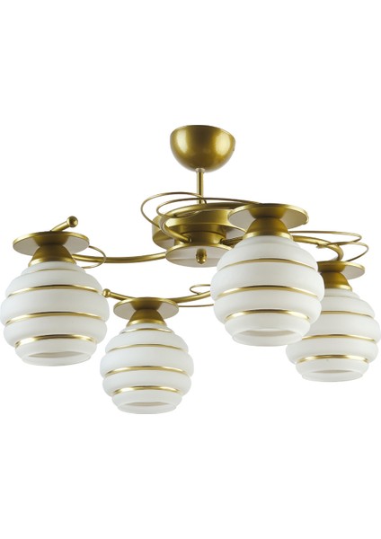 Goldi̇na Modern Plofonyer Gold Kasa Si̇mli̇ Camlı Dörtlü Avi̇ze