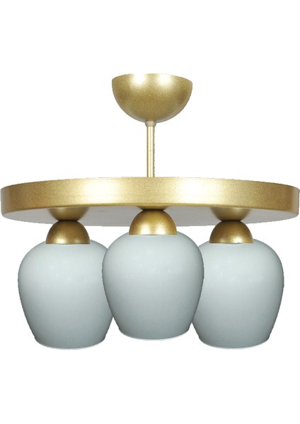 Amanda Modern Plofonyer Gold Kasa Camlı 3’lü Avi̇ze