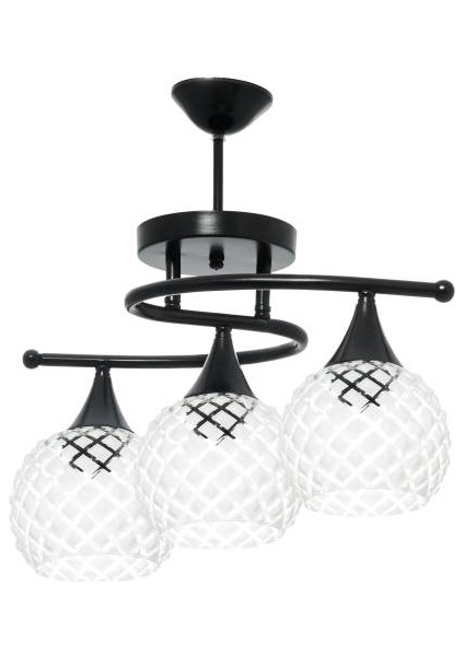 Fuji̇ Modern Retro Si̇yah Şeffaf Camli 3’lü Avi̇ze
