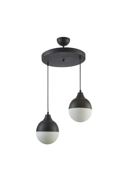 Vera Spor Modern Globe Camlı Siyah Sarkıt 2 Li Avize