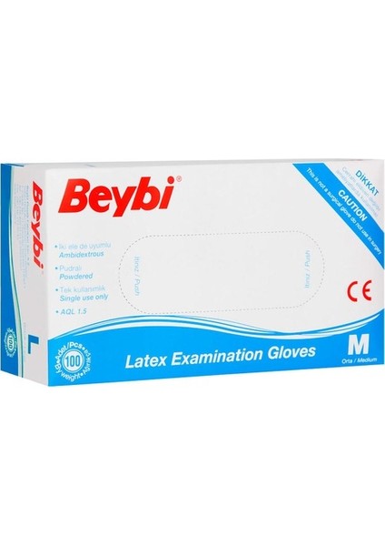 Beybi Latex Pudralı Çok Amaçlı Kullan At Eldiven Lateks 100'LÜ (M) Medium / Orta