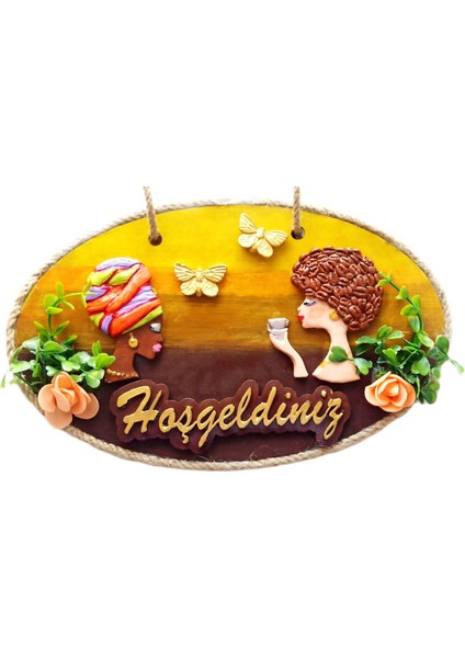 Keyifli Kadınlar El Yapımı Hoşgeldiniz Yazılı Kapı Süsü