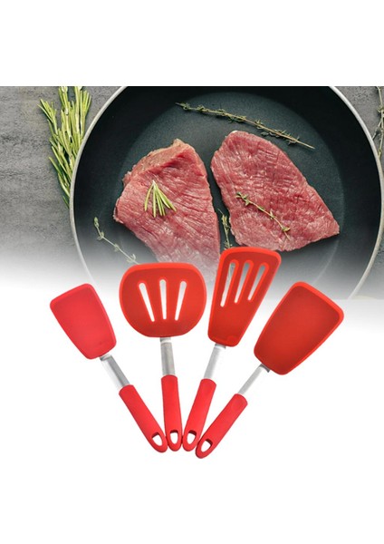 4x Silikon Spatula Nonmaz Yapışmaz Yapışmaz Paslanmaz Çelik Çekirdek modelleri