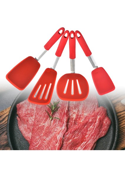 4x Silikon Spatula Nonmaz Yapışmaz Yapışmaz Paslanmaz Çelik Çekirdek fırsatları