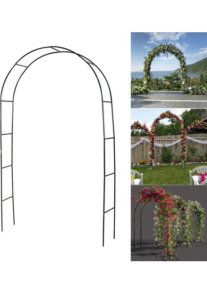 Metal Düğün Kemeri Istiflenebilir Pergola Hafif Dıy Kemeri Bahçe Partisi Için 200X230X37 cm Siyah(Yurt Dışından)