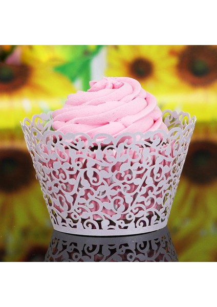 12X Vines Desen Hollow Cupcake Sarmalayıcılar Muffin Kek Dantel Sarar Kılıfları Düğün fiyatları