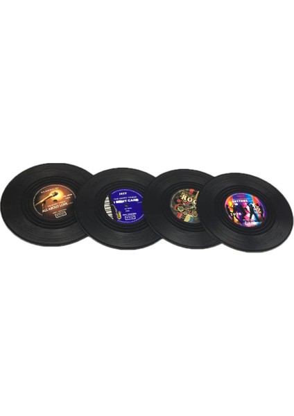 16 Adet Yuvarlak Fincan Mat Silikon Coaster Vinil Kayıt Desen 10 cm Dia Hediye modelleri