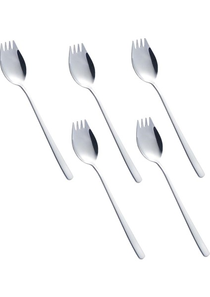 5 Adet Metal Açık Kaşık Spork Gereçleri Spork Gadget Kamp Sofra Araçları