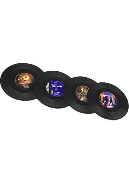 12 Adet Yuvarlak Fincan Mat Yalıtımlı Silikon Coaster Vinil Kayıt 4 "dia