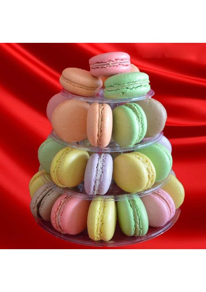 3 Adet Macaron Kule Ekran Kutusu Macaron Fransız Macarons 4 Tier Için Standı
