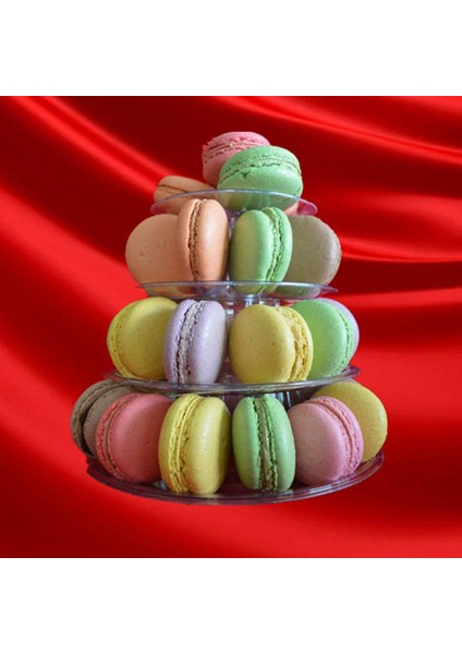 3 Adet Macaron Kule Ekran Kutusu Macaron Fransız Macarons 4 Tier Için Standı