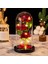Yapay Çiçekler Yıldönümü Parti Centerpiece Siyah Baz Petal Için Cam Dome Gül 4