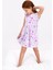 Floral Pattern Açık Lila Kız Çocuk Elbise 1