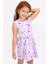 Floral Pattern Açık Lila Kız Çocuk Elbise 2