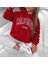 Kapüşonlu Calıfornıa Göğüs Baskılı Şardonlu Pamuk Dokuma Oversize Yeni Stil Kadın Sweatshirt 3