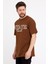 Erkek Oversize Baskılı T-Shirt Taba 1