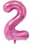 80 cm Pembe Folyo 2 Rakam Balon 34 Inc Parti Sayı Doğumgünü Balonu 1