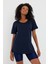 Women Lacivert Pis Yaka Salaş T-SHIRT-KTCPS001R14S 1