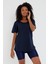 Women Lacivert Pis Yaka Salaş T-SHIRT-KTCPS001R14S 2