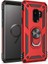 Samsung Galaxy S9 Kılıf Çift Katmanlı Yüzüklü Manyetik Vega Kapak + Tam Kaplayan 6d Polymer Nano Ekran Koruyucu Kırmızı 1