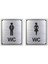 Wc Bay Bayan Kapi Uyari - 2 Adet Yönlendirme Levhasi Gümüş Renkli 10 cm x 12 cm Rezopal Levha 1