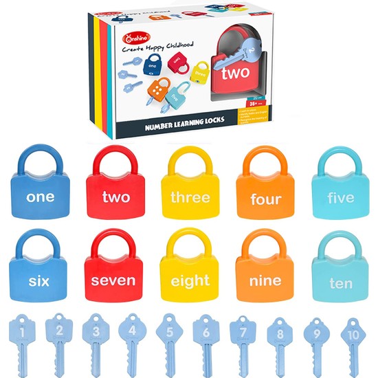 Onshine Anahtar Eşleştirme Montessori Oyuncak ile Sayısal Öğrenme Kilitleri Oyuncak (Yurt Dışından)