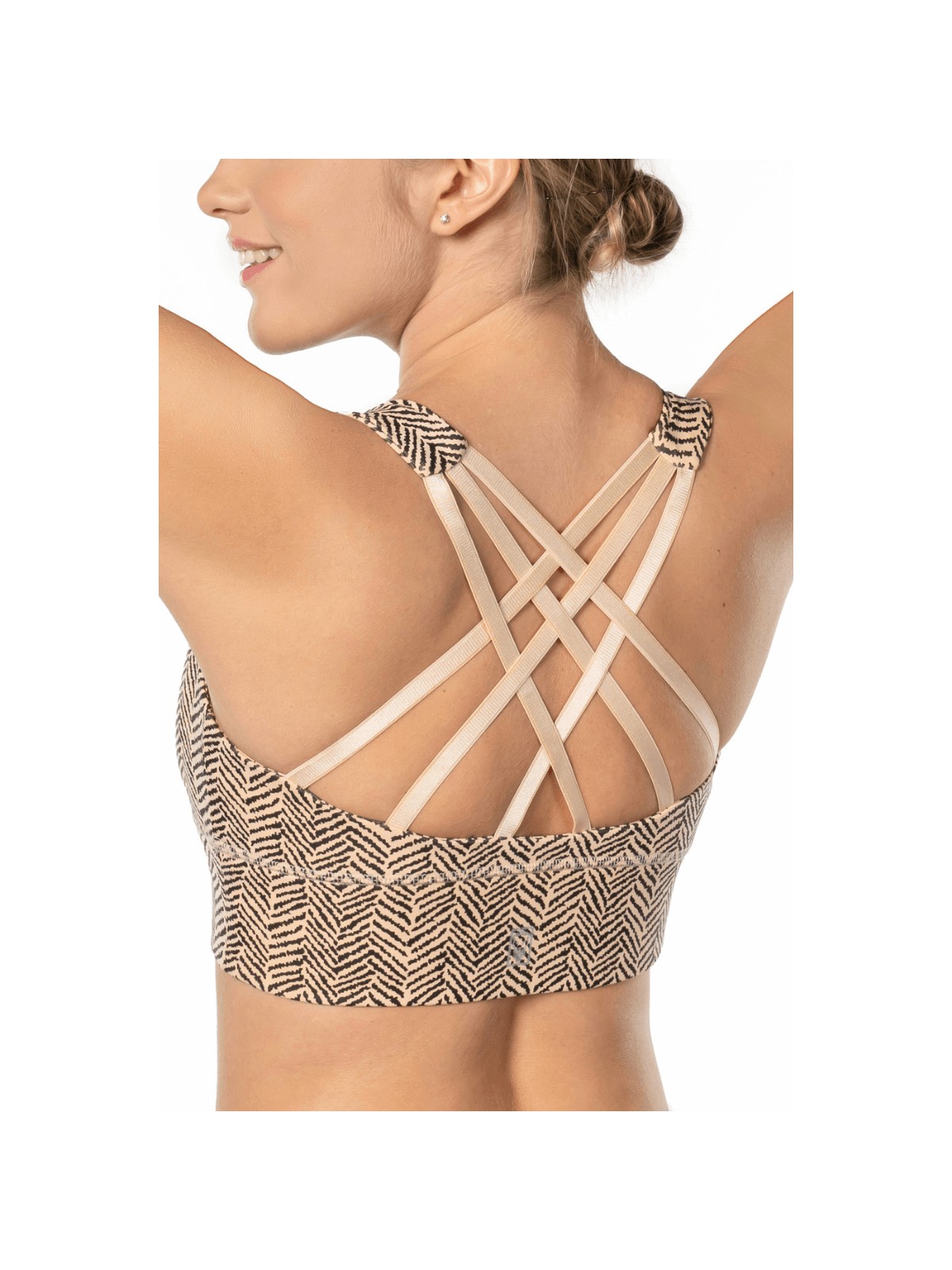 Lioness Activewear Ten Rengi Desenli Yüksek Destekli Sırt Detaylı Kaplı Spor Sütyeni