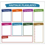 Dünya Magnet Hafalık Magnet Planlayıcı , Katlanabilir Silinebilir Mıknatıslı Yazı Tahtası Pano + 2 Kalem