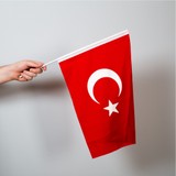 Türk Bayrağı 20X30 cm Alpaka Kumaş - Sopalı-5 Adet