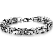 Chavin Kalın Kral Model 8 Mm. Gri Çelik Erkek Bileklik Df14Slv