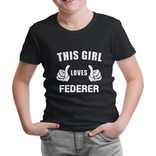Lordd T-Shirt Lorddd T-Shirt T-Shirt Tenis - Love Federer Siyah Çocuk Tshirt