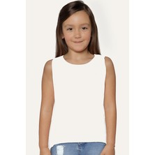 Rock&Roll Düz, Baskısız Basic Beyaz Kesik Kol | Kolsuz Kız Erkek Uniseks Çocuk T-Shirt | Atlet