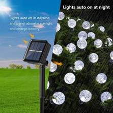 Lighthome 50 LED 7 Metre Kristal Beyaz Renk Güneş Enerjili Solar Bahçe Teras Balkon Ağaç Lambası Aydınlatması