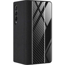 Microsonic Samsung Galaxy Z Fold 3 Kılıf Carbon Fiber Bookstyle Siyah