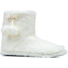 Yaz Kış Ayakkabı Yaz Kış Kadın Pomponlu Pembe Krem Siyah Gri Kaymaz Taban Içi Polar Panduf Ev Botu