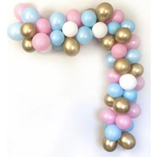 Bal10 Dünyası Cinsiyet Belirleme Partisi Soft Krom Gold Balonlu Zincir (50 Adet)