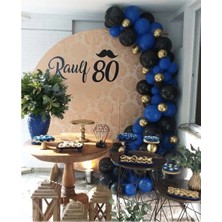 Bal10 Dünyası Koyu Mavi Siyah Krom Gold Balon Zinciri (50 Adet)