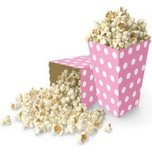 Parti Sürprizi Bebek Pembesi-Beyaz Puanlı Mısır Kutusu 8 Adet