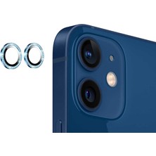 Kupa Apple iPhone 11 Kamera Lens Koruyucu Tam Koruma Sıvı Dayanıklı Renkli Taşlı Kenar -Mavi