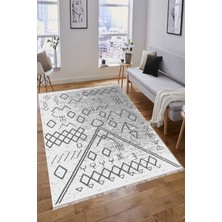 Voho Tekstil Çift Taraflı Dokuma Kilim - Gri Beyaz Renk Doğal Kaya Desenli
