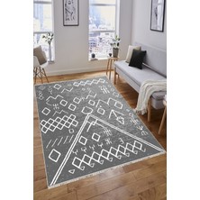 Voho Tekstil Çift Taraflı Dokuma Kilim - Gri Beyaz Renk Doğal Kaya Desenli