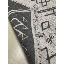 Voho Tekstil Çift Taraflı Dokuma Kilim - Gri Beyaz Renk Doğal Kaya Desenli