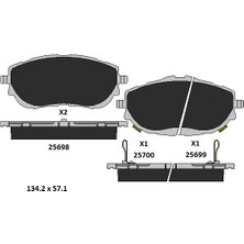 Kale Ön Fren Balatası Toyota Auris Corolla Uyumlu 25698 187 15 Ans KD13 Oem 0446502390 446502390 446502391