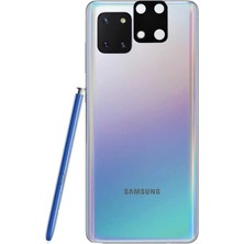 Kupa Samsung Galaxy Note 10 Lite Kamera Lens Koruyucu Flim Tam Kapatan Çizilmez 3D Kavisli Kenar Siyah