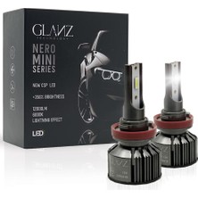 Glanz H16 Nero Mini Slim Csp LED Xenon Şimşek Etki 12000LM 6000K Beyaz Far Ampulü