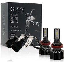 Glanz H16 Nero Mini Slim Csp LED Xenon Şimşek Etki 12000LM 6000K Beyaz Far Ampulü